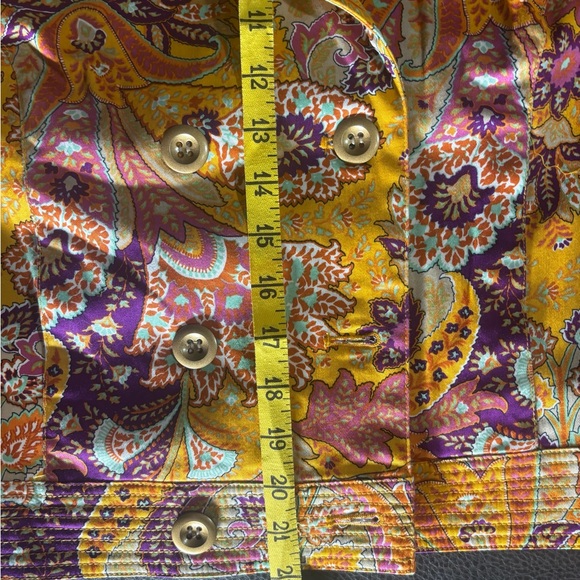 6 by Six Paisley Cropped Blazer Jacket Women’s Medium Yellow Purple Boho Cotton - Picture 9 of 9